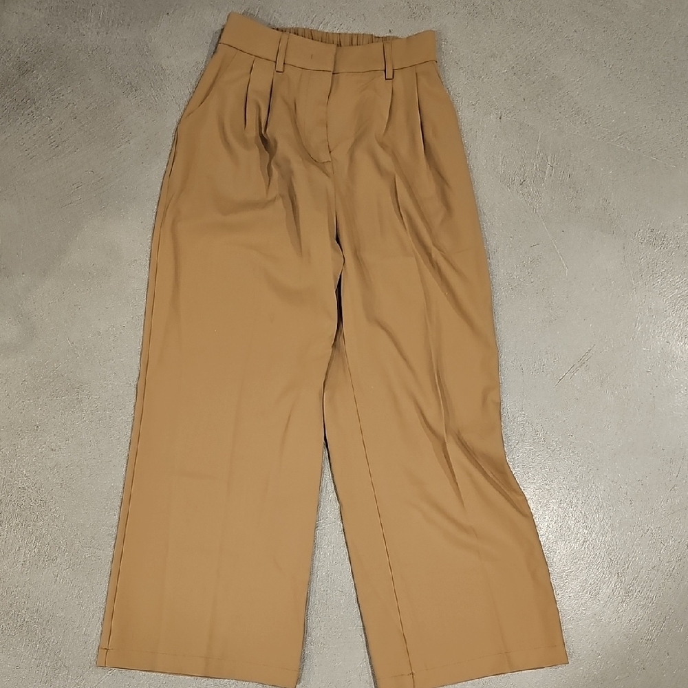 Stylish Tan Wide-Leg Trousers